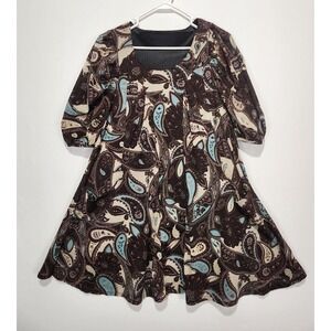Unbranded Women's Preppy Hippie Multicolor ALine Paisley Dress Size S/M
